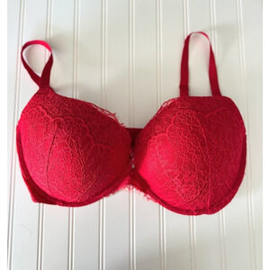 Victorias Secret Dream Angels Push Up Red 38DDD Padded Underwire Lace Adjustable